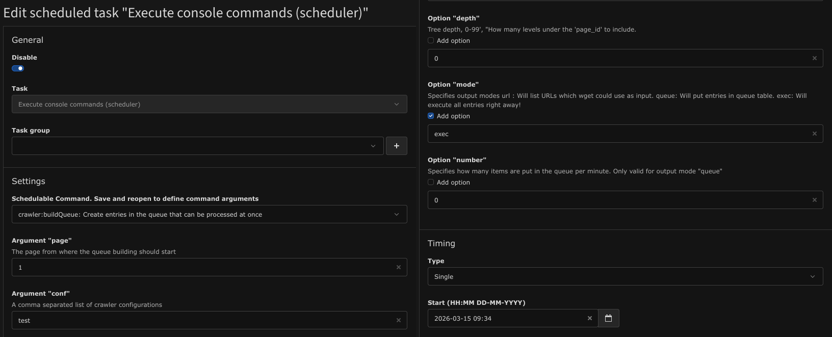 Scheduler Configuration